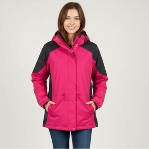 L.L.Bean Women's Rugged Ridge Primaloft Parka Jacket Coat Pink Black - L